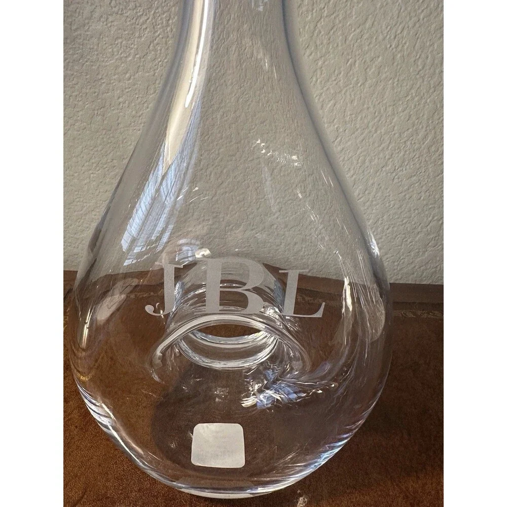 LENOX TUSCANY CLASSICS CRYSTAL DECANTER w/Stopper 32oz Initials JBL Center Hole